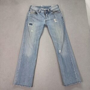 Diesel Larkee Jeans Mens Light Wash Distressed Straight Button 008TL Fits 27x30